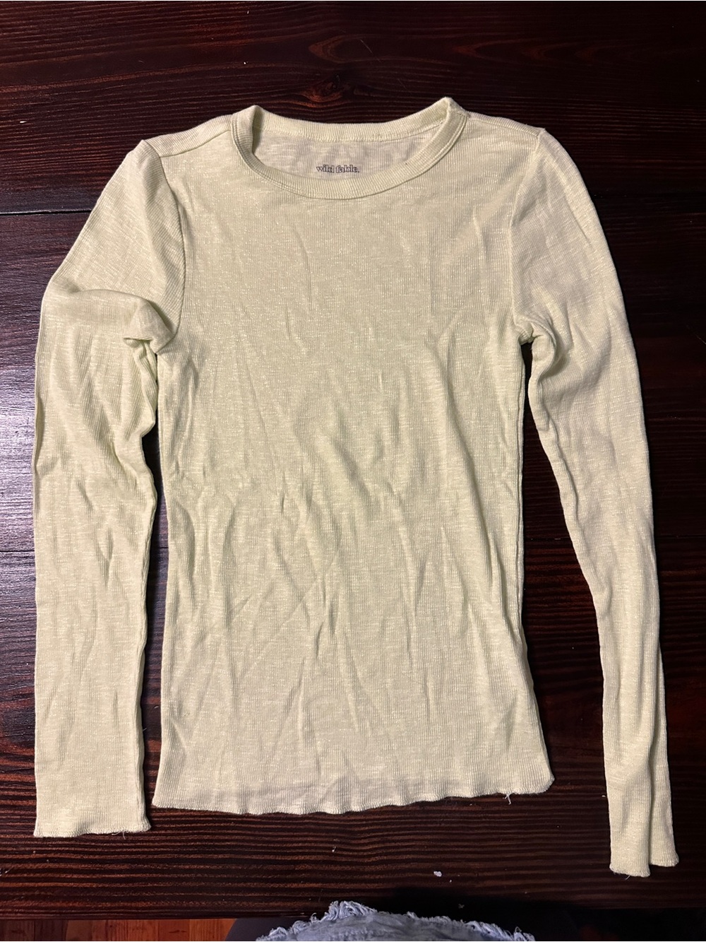 Soft Long-Sleeve Crewneck Top - Pale Yellow by Wild Fable